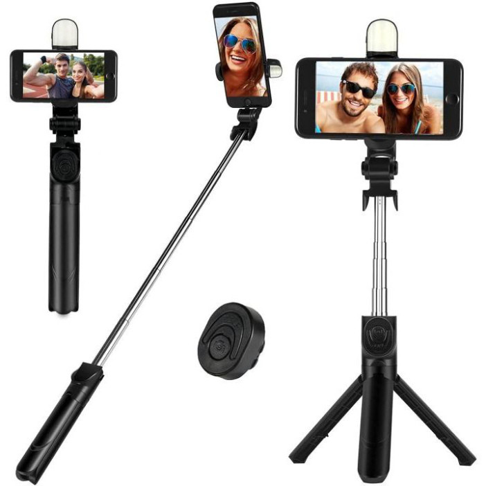 Gậy Chụp Hình Q07 Dài 1m Có Đèn Led & Remote Điều Khiển Từ Xa Tripod Mini Kết Nối Bluetooth