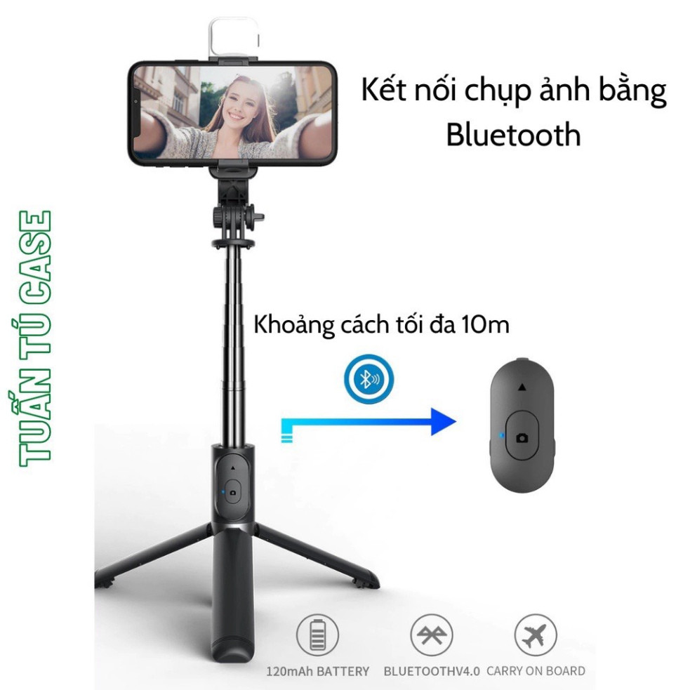 Gậy Chụp Hình Q07 Dài 1m Có Đèn Led & Remote Điều Khiển Từ Xa Tripod Mini Kết Nối Bluetooth