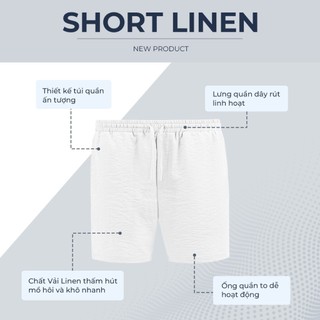 [DEAL SIZE S] Quần short LINEN POLOMANOR chất đũi cao cấp, mềm mại, lưng thun, thoải mái thanh lịch