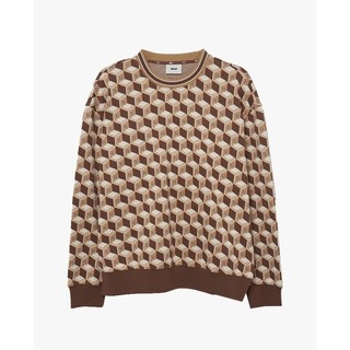 MLB - Áo sweatshirt unisex cổ tròn tay dài Cube Monogram Allover Jaquard_3AMTM0434-43BRM