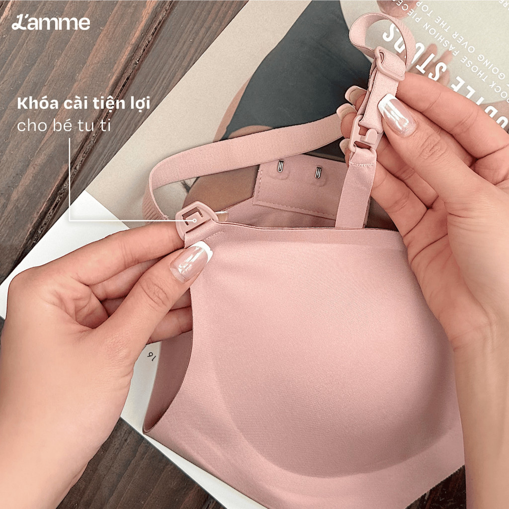 Áo ngực bầu và cho con bú chống chảy xệ không gọng, dây treo hỗ trợ nâng ngực, áo lót A25 L'amme