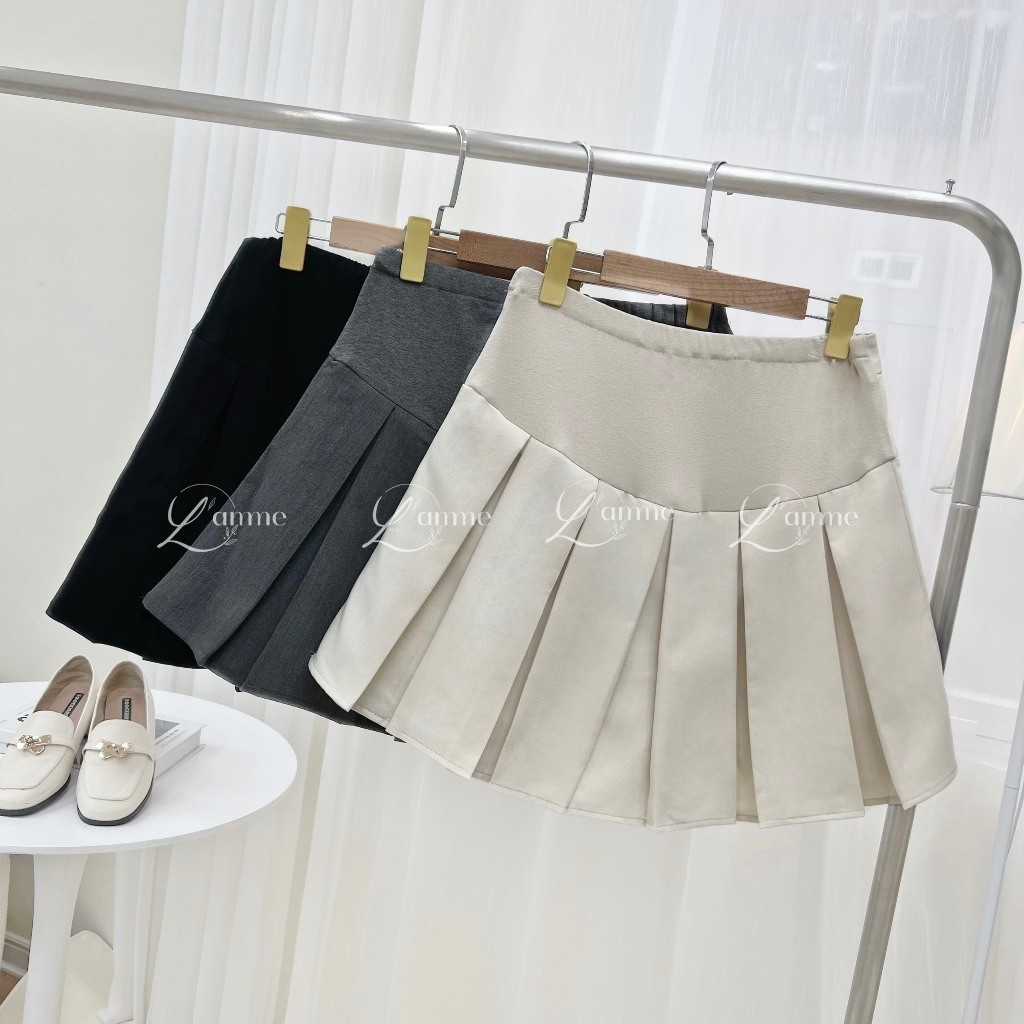 Chân váy bầu xếp ly Tennis Skirt may sẵn quần đùi mặc trong váy dành cho mẹ bầu trẻ trung cá tính by L'amme