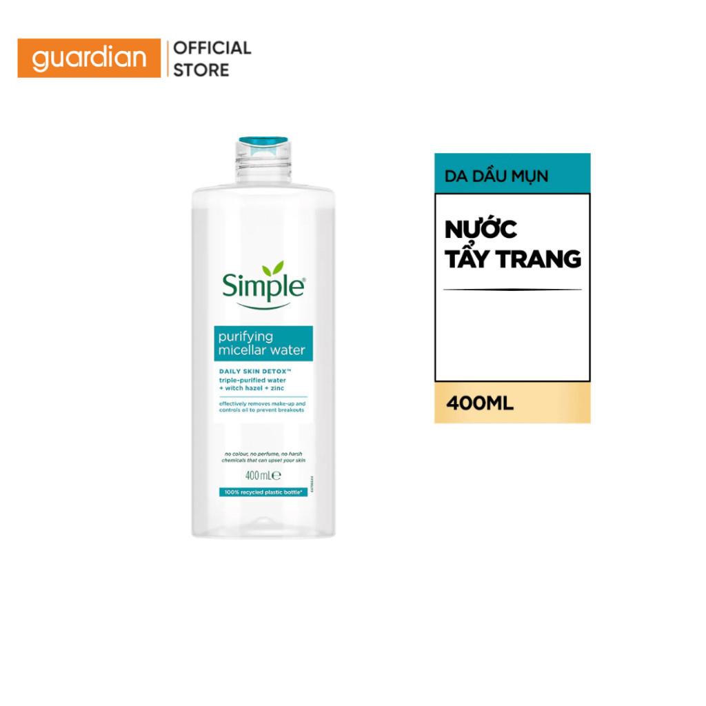 Nước Tẩy Trang Simple Cho Da Dầu Mụn 400ml