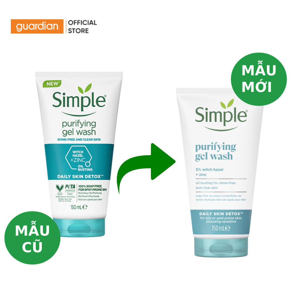 Sữa Rửa Mặt Kiềm Dầu Hỗ Trợ Giảm Mụn Simple Purifying Gel Wash 150ml