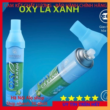 Bình oxy mini cầm tay OXY LÁ XANH - Bình oxy gia đình 9800ml / 99,9% oxy tinh khiết - sẵn mặt nạ thở