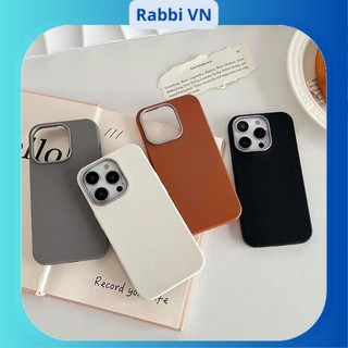 Ốp Lưng Iphone Da Viền Cam Kim Loại 7plus/8plus/xr/xsmax/11/12/13/14/15/16/pro/plus/promax RABBI