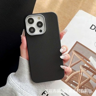 Ốp Lưng Iphone Da Viền Cam Kim Loại 7plus/8plus/xr/xsmax/11/12/13/14/15/16/pro/plus/promax RABBI