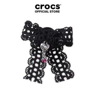 Phụ kiện Jibbitz™ Charm Black Lace Bow With Silver Heart