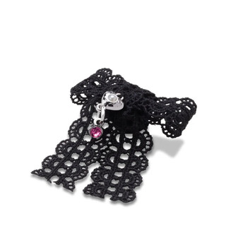 Phụ kiện Jibbitz™ Charm Black Lace Bow With Silver Heart