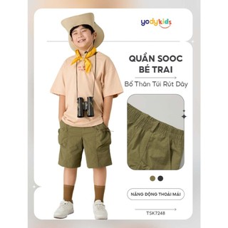 Quần short bé trai 8-13 tuổi YODY nhẹ, mặc thoải mái QSK7037