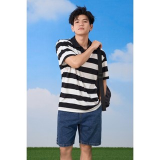 Áo polo Yoguu họa tiết kẻ đen trắng năng động trẻ trung thoải mái khi mặc thương hiệu GUP7008
