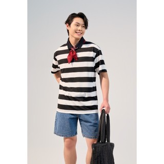 Áo polo Yoguu họa tiết kẻ đen trắng năng động trẻ trung thoải mái khi mặc thương hiệu GUP7008