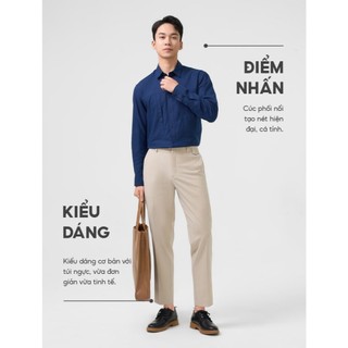 ⚡T5 199K⚡ Áo sơ mi nam YODY dài tay túi kiểu vải Cotton twill dáng suông thoáng mát, mềm mại MCSH25S042