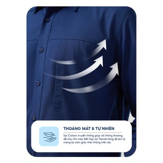 ⚡T5 199K⚡ Áo sơ mi nam YODY dài tay túi kiểu vải Cotton twill dáng suông thoáng mát, mềm mại MCSH25S042