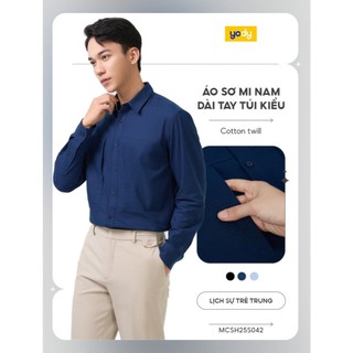 ⚡T5 199K⚡ Áo sơ mi nam YODY dài tay túi kiểu vải Cotton twill dáng suông thoáng mát, mềm mại MCSH25S042