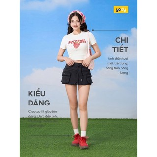 [SALE OFF]Áo thun croptop YODY vải cotton gân rib nổi ôm body co giãn, hack dáng WYTS25S156