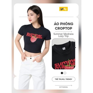 [SALE OFF]Áo thun croptop YODY vải cotton gân rib nổi ôm body co giãn, hack dáng WYTS25S156