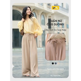 [SALE OFF] Quần Dài YODY Dáng Suông Dây Rút Eo Súp Kép, co giãn nhẹ,ít nhăn, dễ phối đồ WCTR25S018
