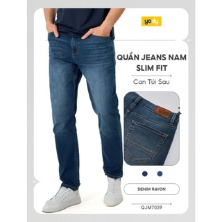 Quần jeans nam YODY dáng slim fit can túi sau MCJE25A152