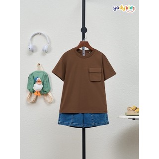 Áo thun bé trai YODY túi hộp Cotton USA single thoáng mát co giãn nhẹ BKTS25S019