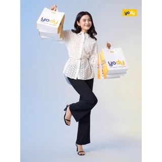 Quần YODY Quần Dài Nữ Ống Loe Dập Chữ  Logo Nổi Thời trang cao cấp  WCTR25S057