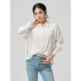 Áo sơ mi nữ YODY vai chờm đổ đức dáng suông rộng thoải mái mềm mịn WCSH25S008
