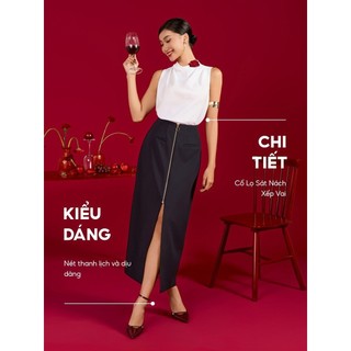 Áo Sơ Mi Cộc Tay Nữ YODY Cổ Lọ Sát Nách Xếp Vai SCN7215