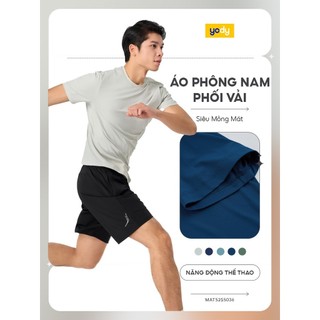 [Đồng giá] Áo phông thể thao nam YODY tshirt phối vải mỏng, thoáng khí, co giãn, thấm hút mồ hôi MATS25S036