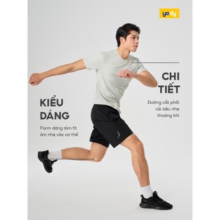[Đồng giá] Áo phông thể thao nam YODY tshirt phối vải mỏng, thoáng khí, co giãn, thấm hút mồ hôi MATS25S036