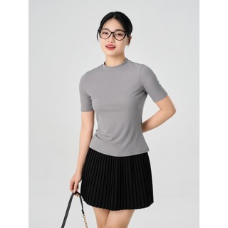 Áo thun nữ YODY vải thun rib cổ tròn cao dáng slimfit tôn dáng WCTS25S247