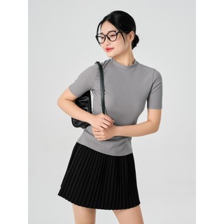 Áo thun nữ YODY vải thun rib cổ tròn cao dáng slimfit tôn dáng WCTS25S247