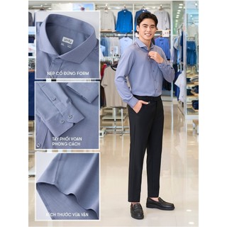 Áo sơ mi nam YODY dài tay, vải mềm mại, co giãn, kháng khuẩn tự nhiên dáng slim fit SMM7025