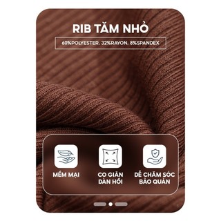 Áo thun tshirt nữ YODY vải thun rib tăm nhỏ co giãn thoải mái, form slimfit tôn dáng, cổ tim WCTS25S318