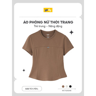 Áo thun nữ YODY, áo babytee vải thun rip dáng slimfit ôm cơ thể, thông thoáng WCTS25S048