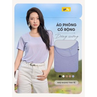 Áo thun YODY cổ tròn rộng dáng suông tôn dáng không nhăn nhàu WCTS25S051