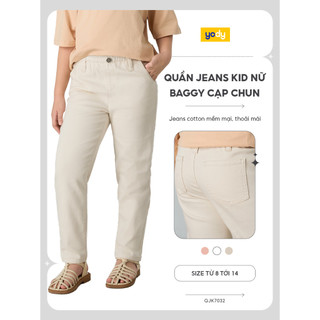 [SALE OFF] Quần jeans bé gái 8-12 tuổi YODY dáng baggy cạp chun  mềm mại, thông thoáng QJK7032 cần ẩn