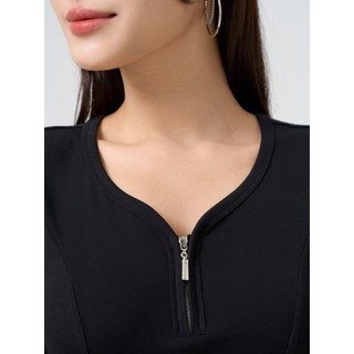 Áo thun nữ YODY áo phông vải rib slimfit tôn dáng cổ kéo thanh lịch WCTS25S117