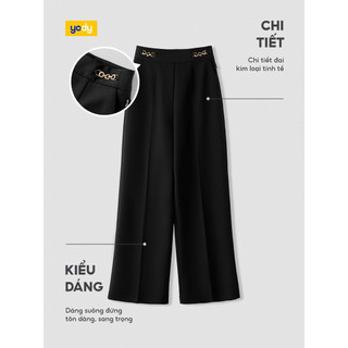 [SALE OFF] Quần âu nữ YODY Suông Đứng Cạp Trang Trí Đai ống rộng thoáng mát thoải mái QAN7108