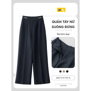 [SALE OFF] Quần âu nữ YODY Suông Đứng Cạp Trang Trí Đai ống rộng thoáng mát thoải mái QAN7108