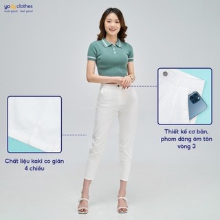 Quần baggy kaki nữ YODY nữ bản lưng cao ống ôm co giãn nhẹ QJN3072