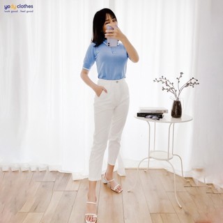Quần baggy kaki nữ YODY nữ bản lưng cao ống ôm co giãn nhẹ QJN3072