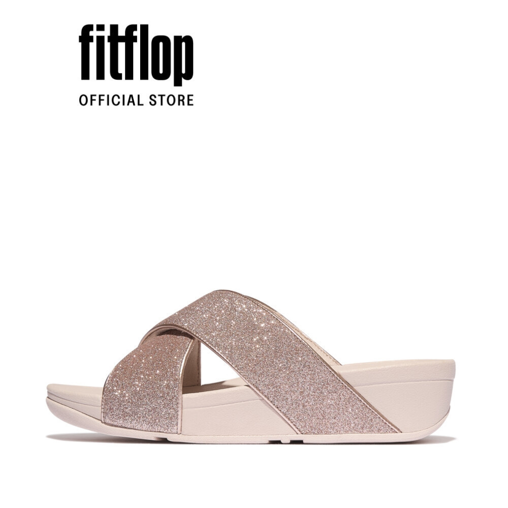 Dép Xăng Đan Nữ FitFlop LULU Lấp Lánh Chéo - Rose Gold - FOT - IK6-C53