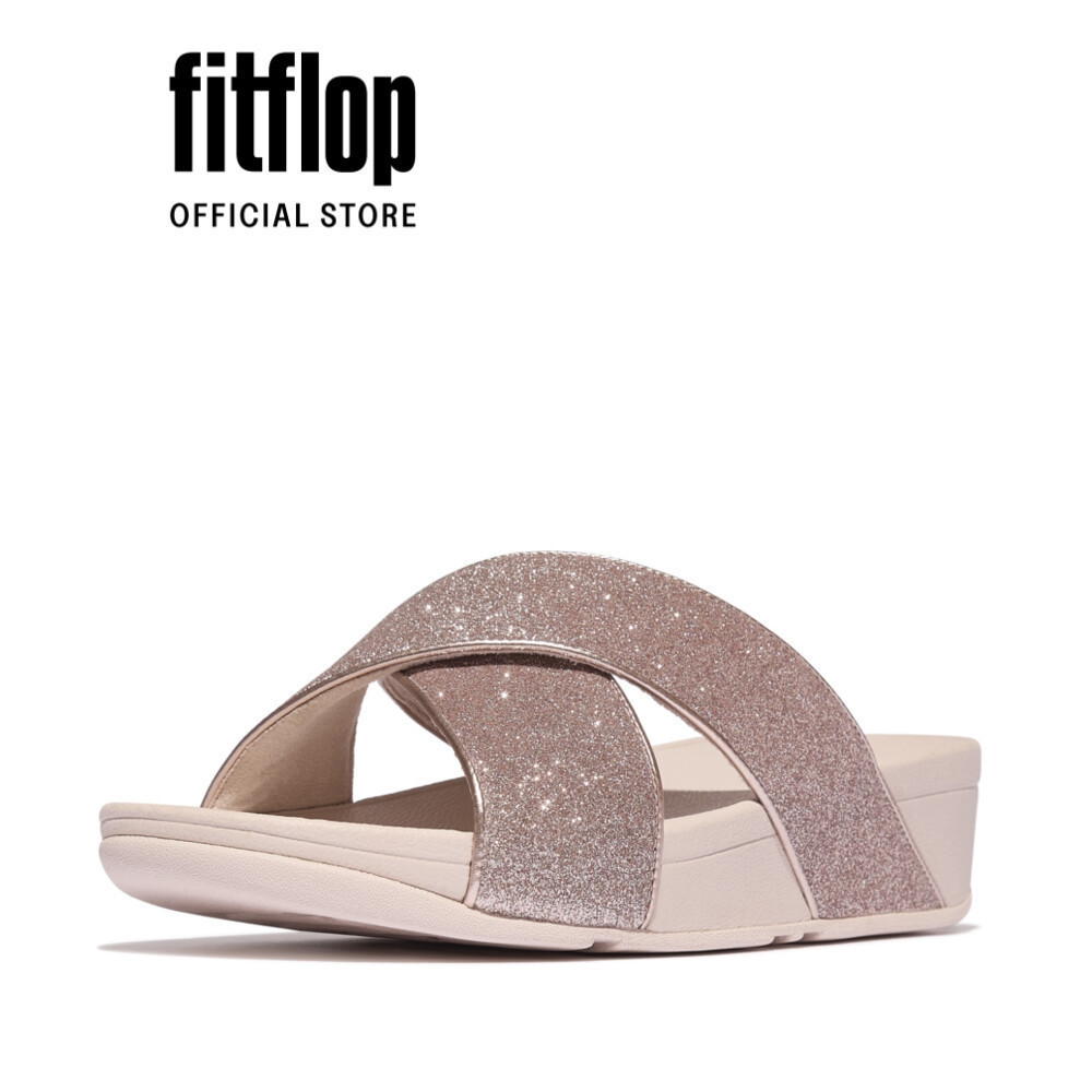 Dép Xăng Đan Nữ FitFlop LULU Lấp Lánh Chéo - Rose Gold - FOT - IK6-C53