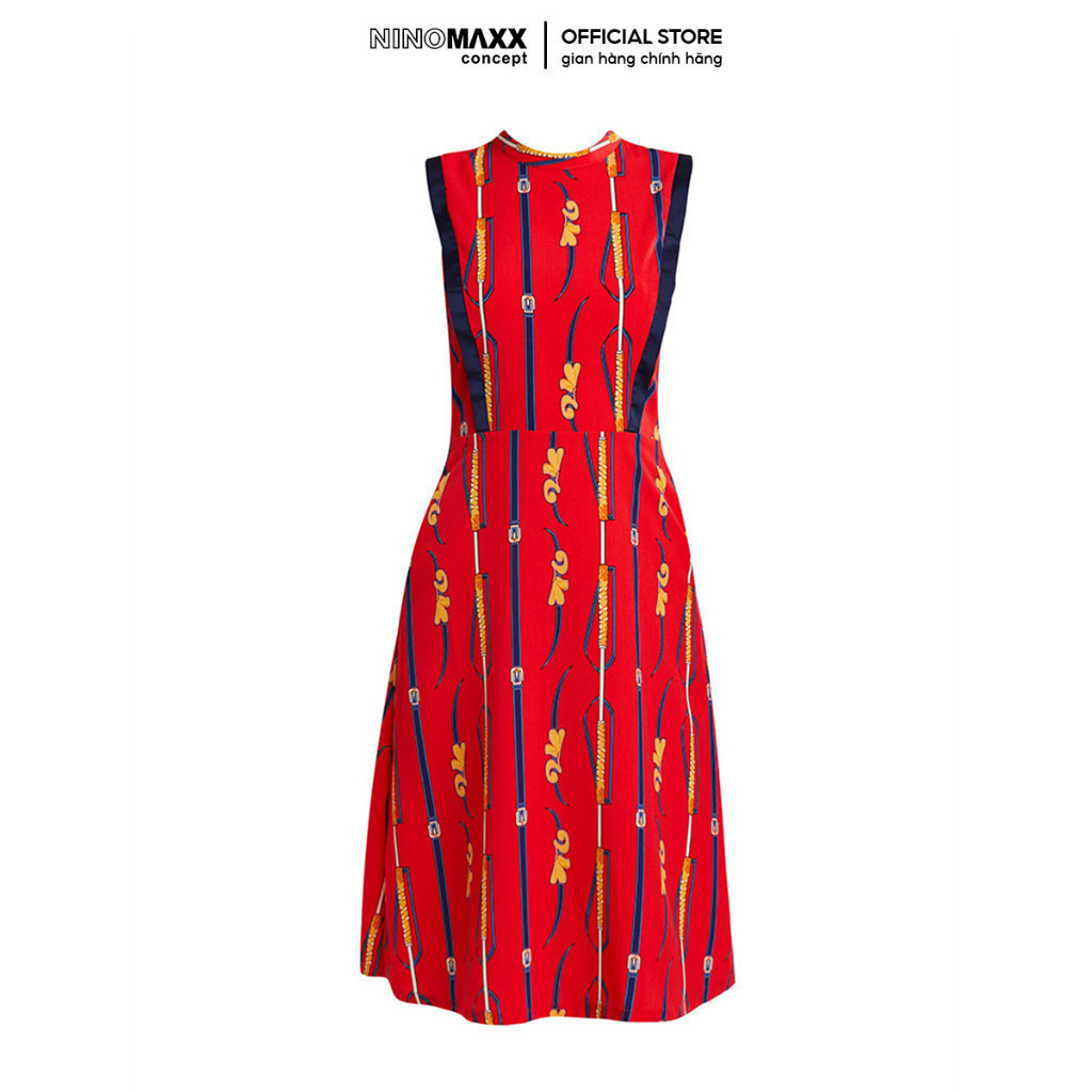 [CÒN SIZE S] Đầm nữ đỏ sọc thời trang hoạt tiêt không tay NINOMAXX N&M 2010052