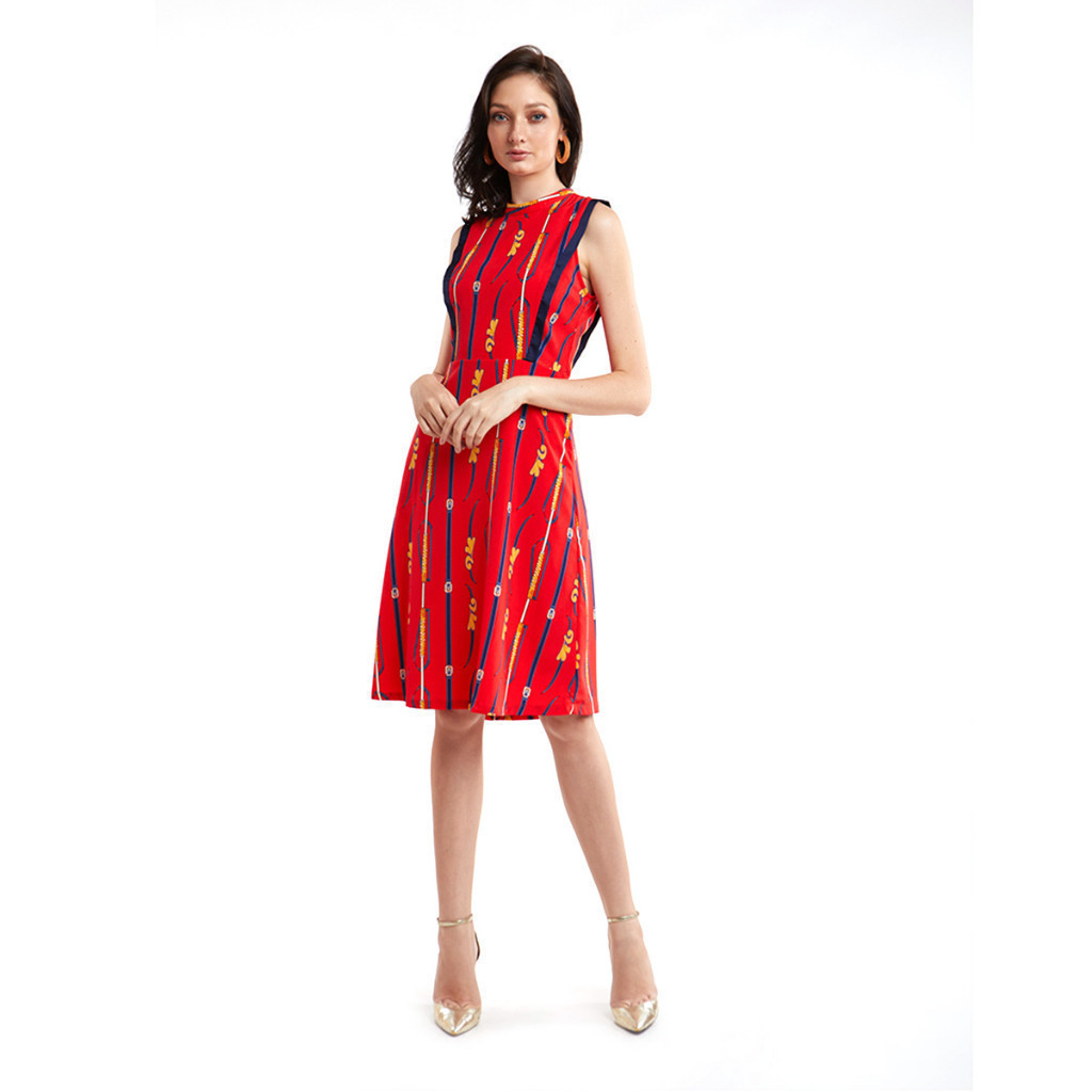 [CÒN SIZE S] Đầm nữ đỏ sọc thời trang hoạt tiêt không tay NINOMAXX N&M 2010052