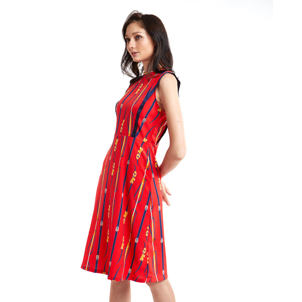 [CÒN SIZE S] Đầm nữ đỏ sọc thời trang hoạt tiêt không tay NINOMAXX N&M 2010052
