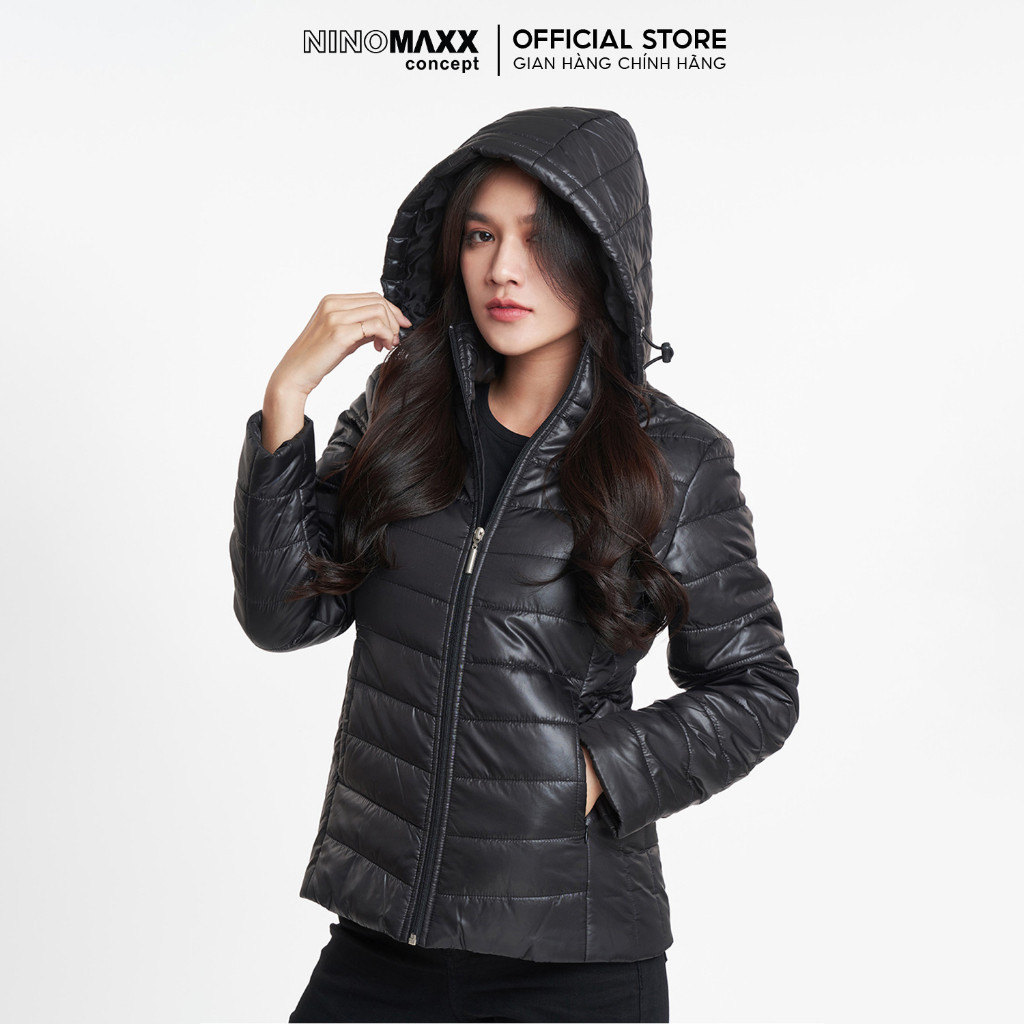 Áo khoác phao nữ chần bông 100% Poly nón rời NINOMAXX 1906035
