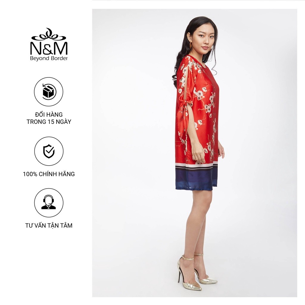 [CÒN SIZE S] Đầm Nữ N&M tay lỡ dáng suông họa tiết hoa nổi bật 1909023
