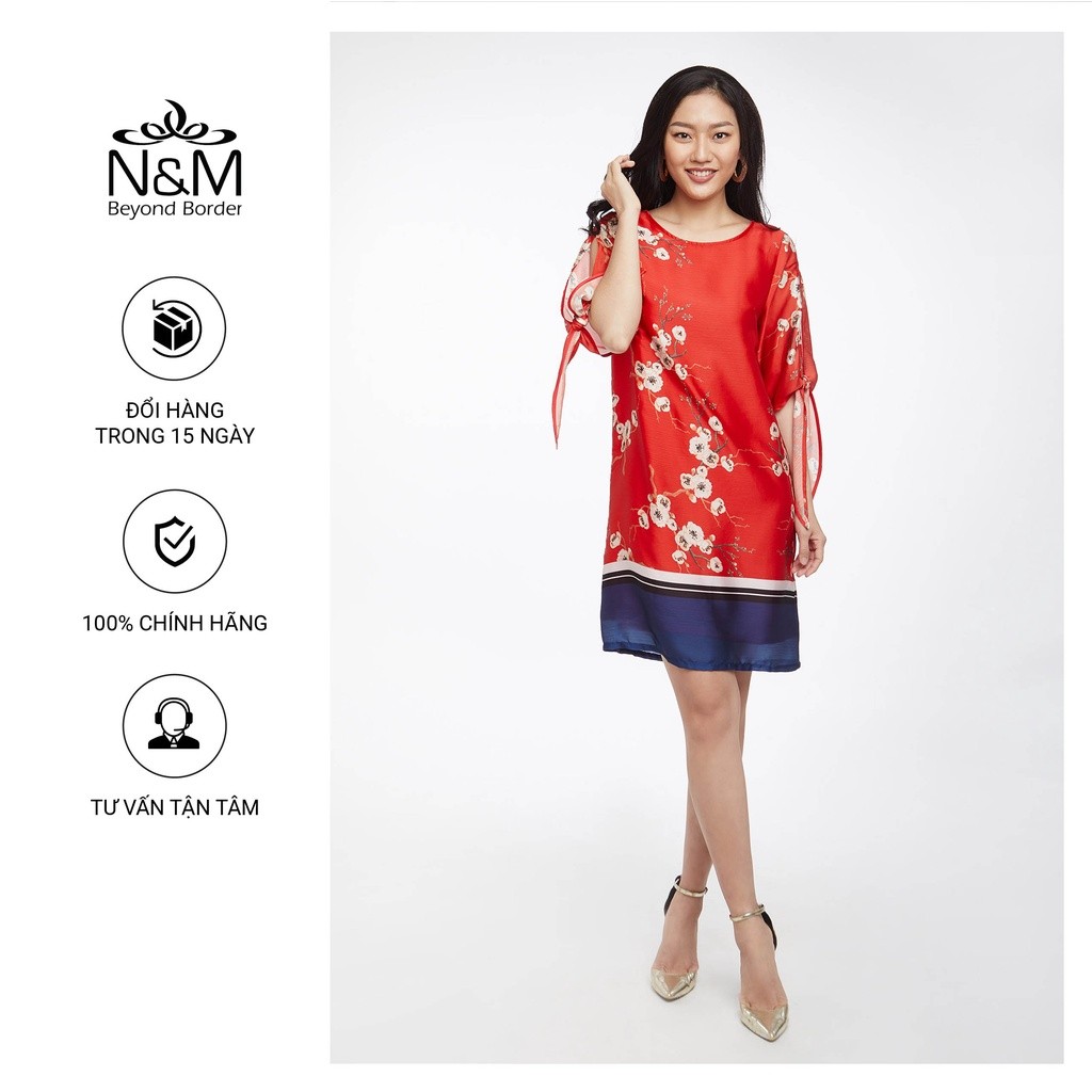 [CÒN SIZE S] Đầm Nữ N&M tay lỡ dáng suông họa tiết hoa nổi bật 1909023