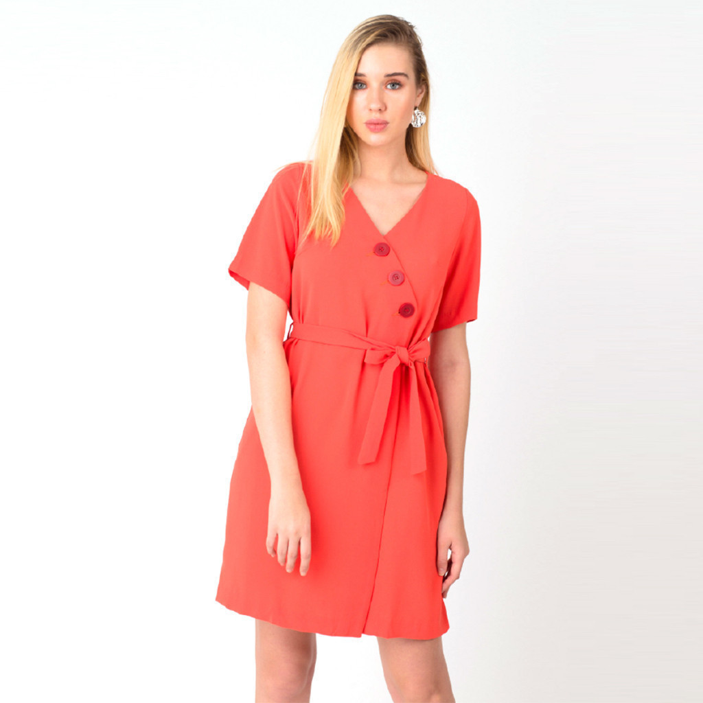 [CÒN SIZE S, L] N&M Đầm Nữ ngắn tay dáng suông màu cam 1904008